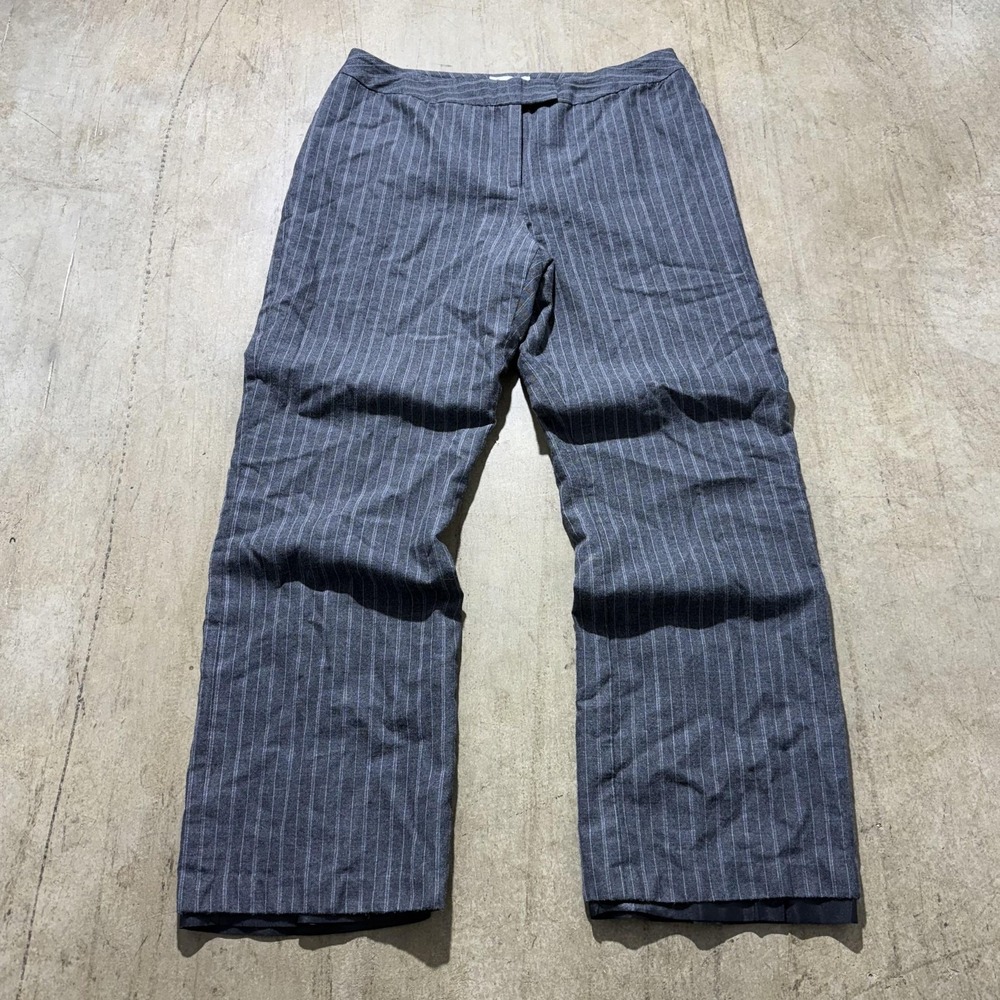 Pendleton Pants Womens 14 Tall Gray Pinstripe Wool Lined Dress Workwear Winter